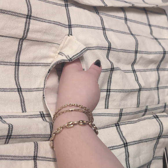 NWOT Asos Cotton and Linen White Grid Oversized Blazer - Picture 12 of 14